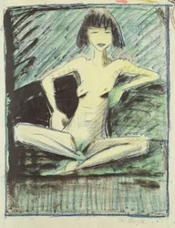 Young Gypsy Girl, cca 1926 (křída, pero a wc na papíře)